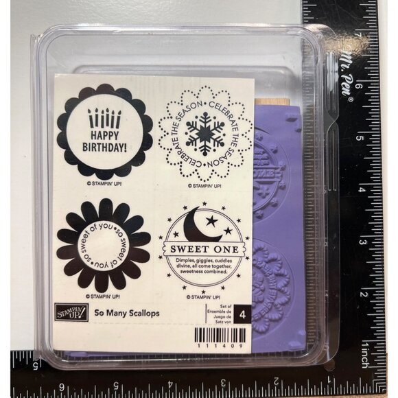 STAMPIN' UP! 111409 So Many Scallops Wood Mounted Rubber Stamp set of 4 - Picture 1 of 1